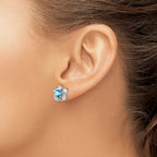 Blue Topaz Floral Stud Earrings in Sterling Silver, 5.01mm Lightweight - Sophia Jewelers