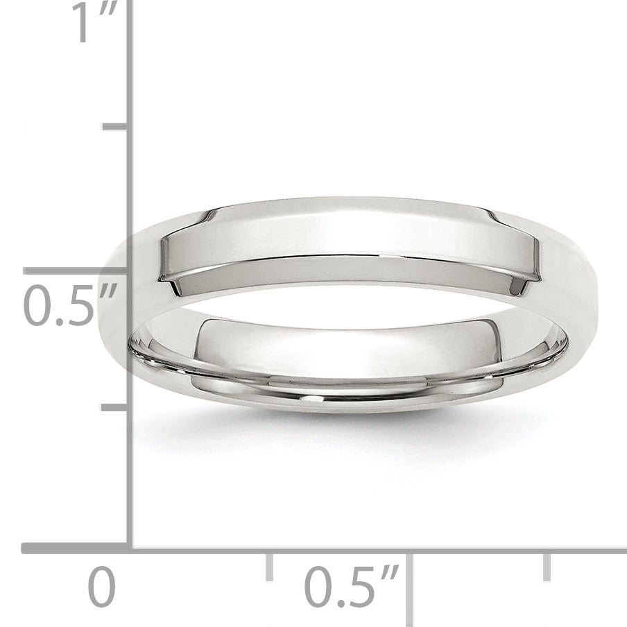Sterling Silver 4mm Beveled Edge Band