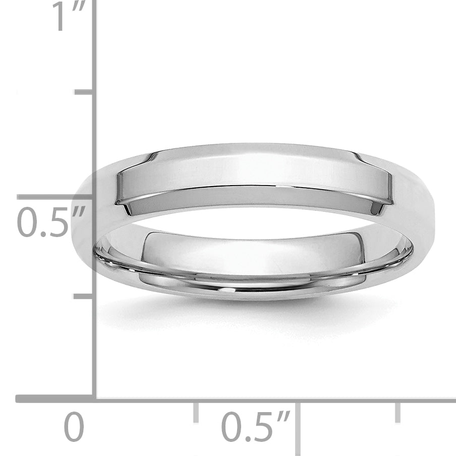 Sterling Silver Rhodium-plated 4mm Bevel Edge Band
