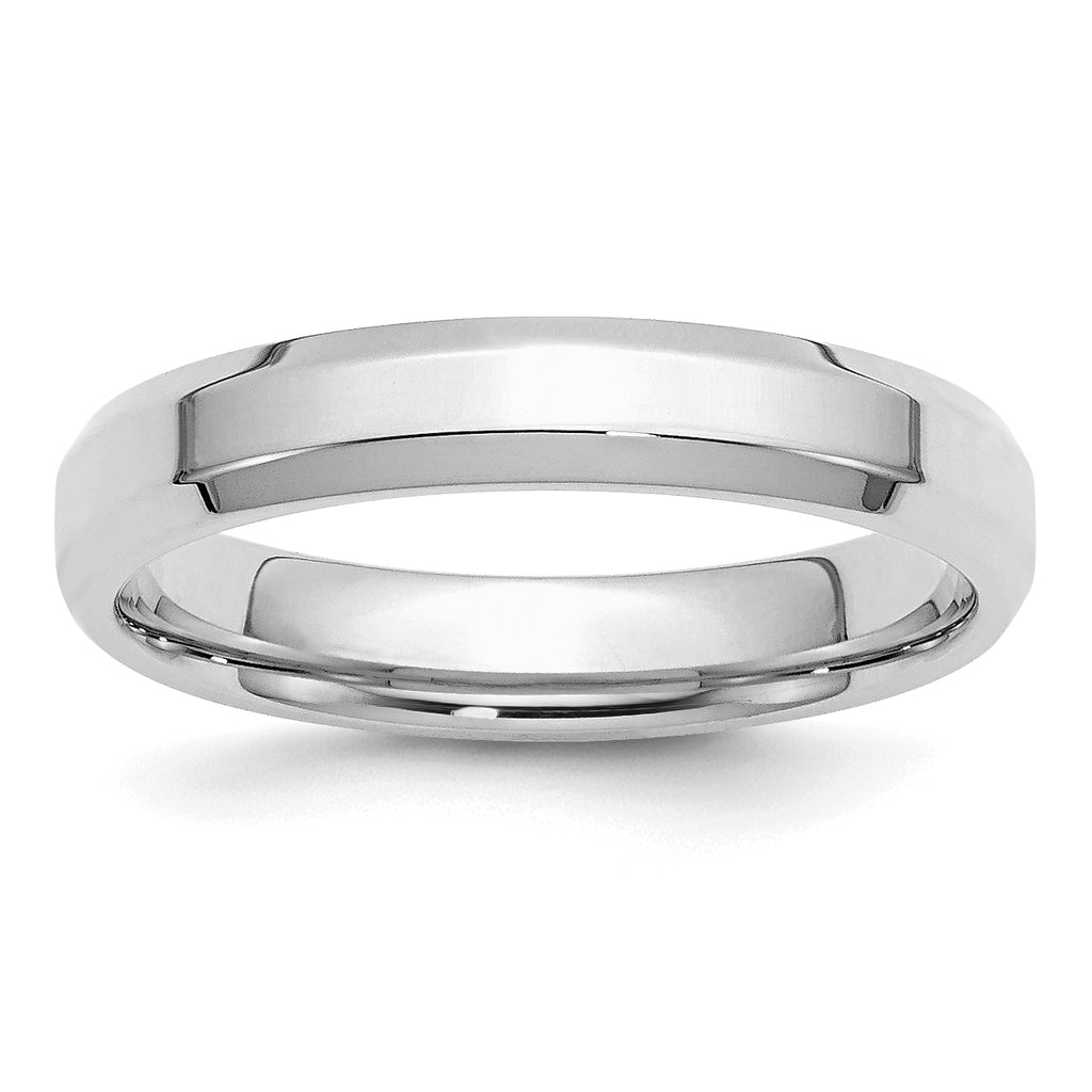 Sterling Silver Rhodium-plated 4mm Bevel Edge Band