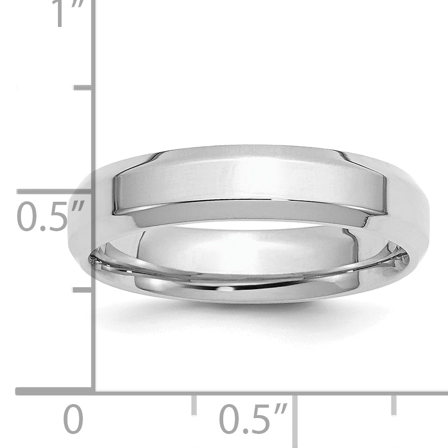 SS Rhodium-plated 5mm Bevel Edge Size 9.5 Band