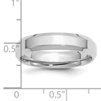 SS Rhodium-plated 5mm Bevel Edge Size 9.5 Band