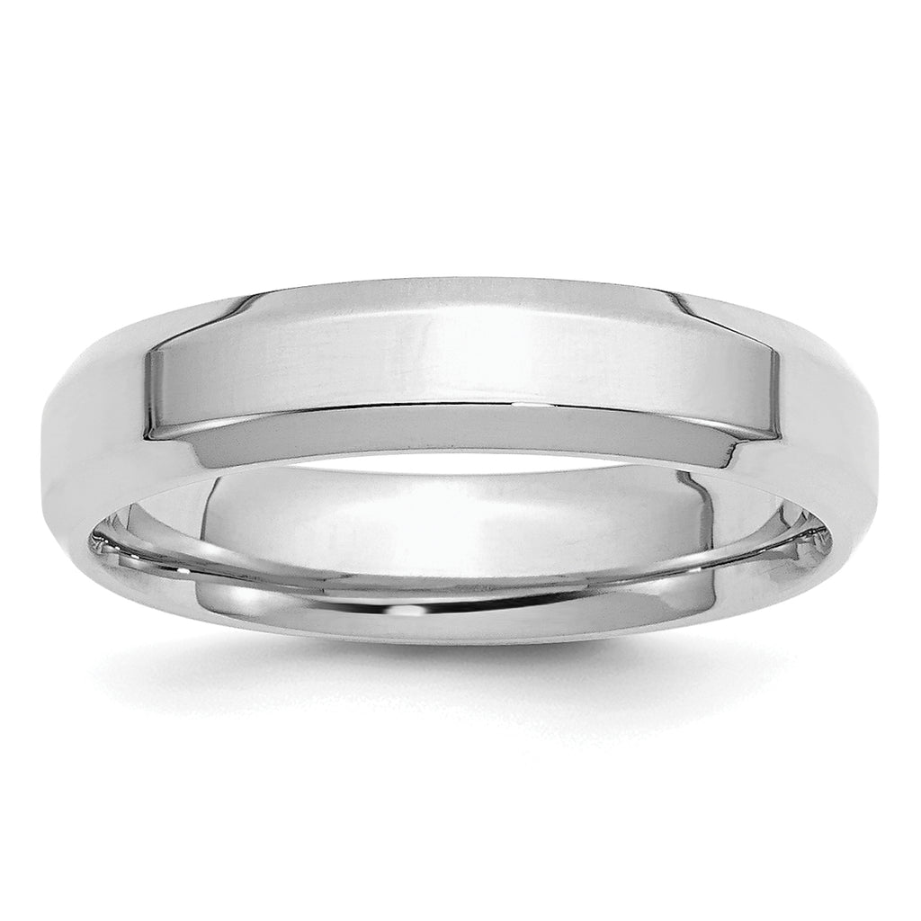 SS Rhodium-plated 5mm Bevel Edge Size 9.5 Band