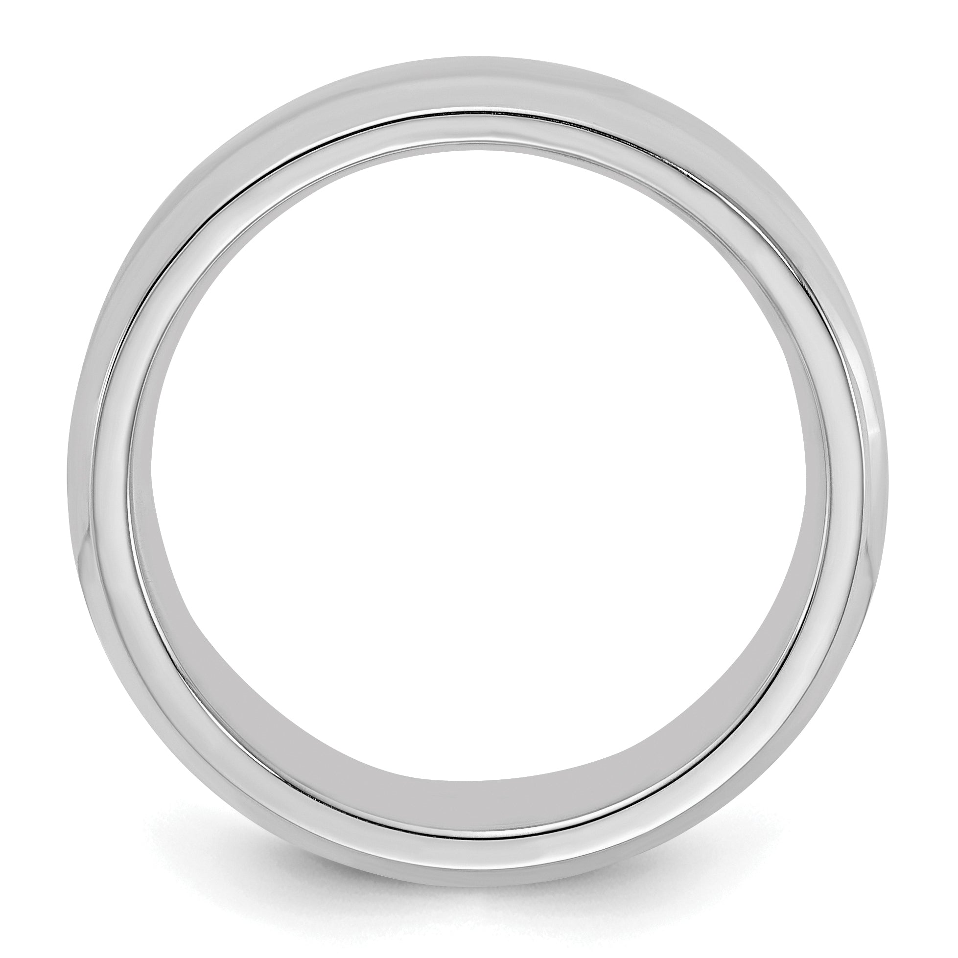 Sterling Silver Rhodium-plated 6mm Bevel Edge Size 13.5 Band
