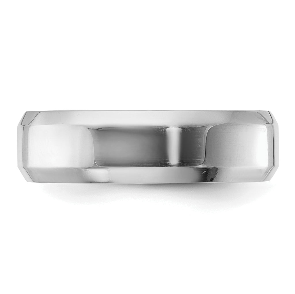 Sterling Silver Rhodium-plated 6mm Bevel Edge Size 13.5 Band