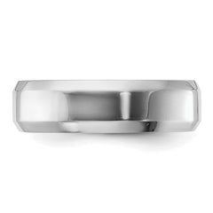 Sterling Silver Rhodium-plated 6mm Bevel Edge Size 13.5 Band