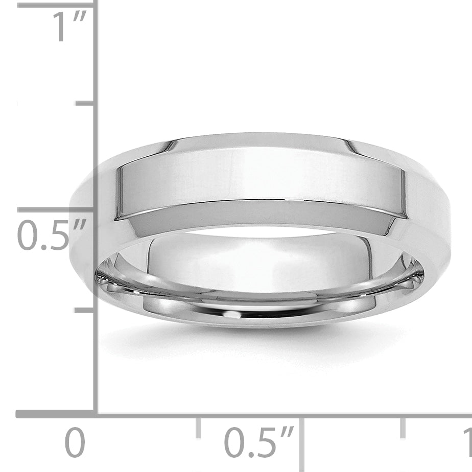 Sterling Silver Rhodium-plated 6mm Bevel Edge Size 13.5 Band
