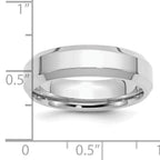 Sterling Silver Rhodium-plated 6mm Bevel Edge Size 13.5 Band
