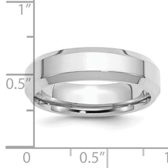 Sterling Silver Rhodium-plated 6mm Bevel Edge Size 13.5 Band