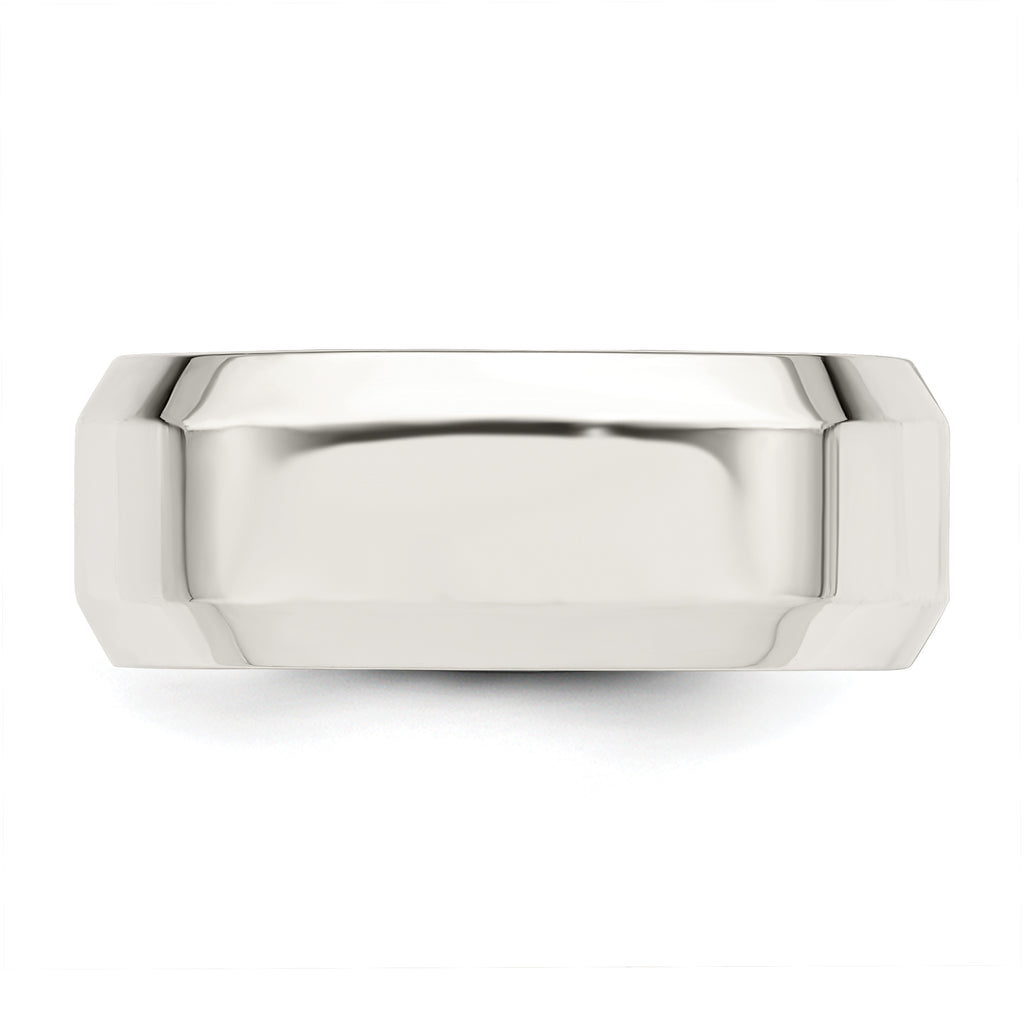 Sterling Silver 8mm Beveled Edge Band