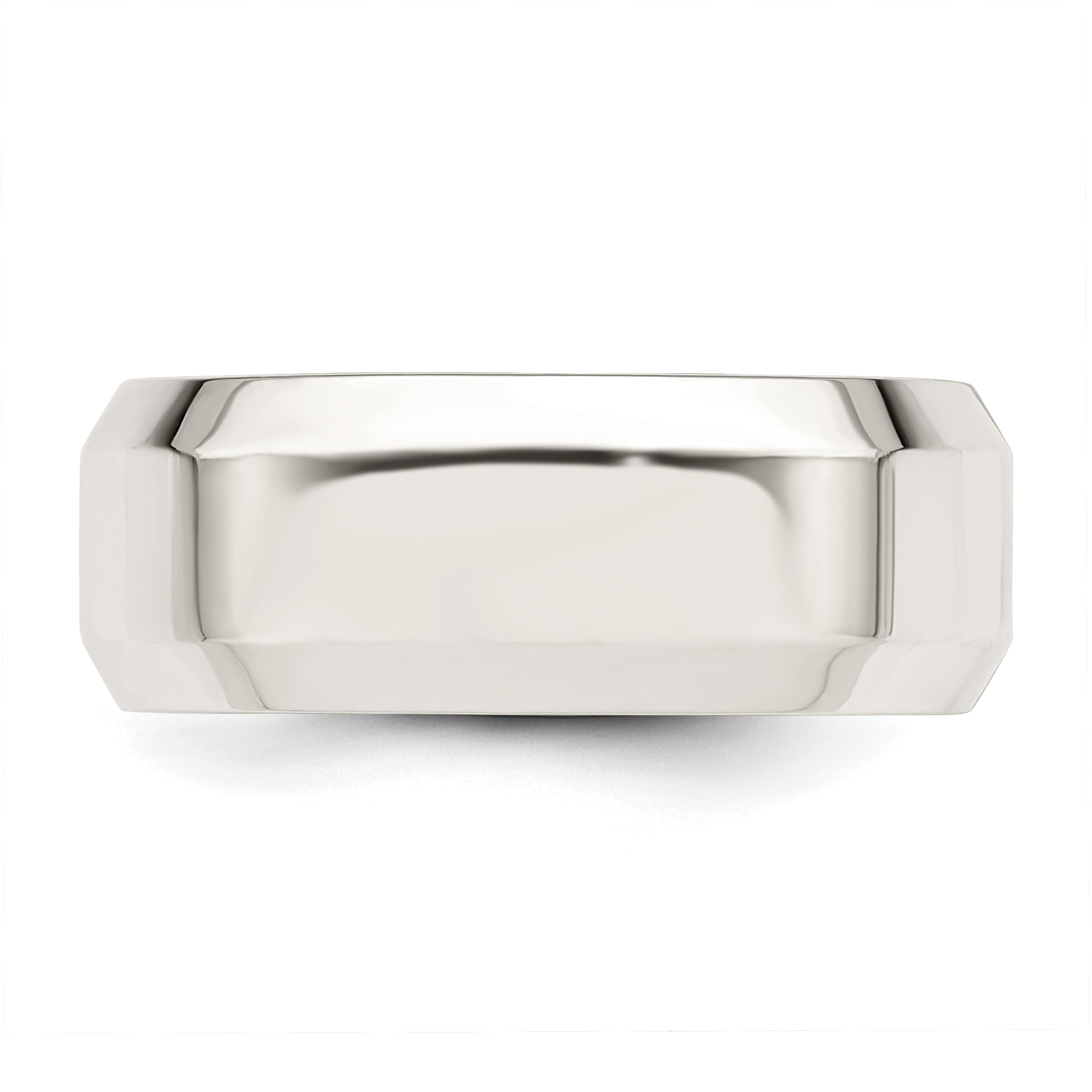 Sterling Silver 8mm Beveled Edge Band