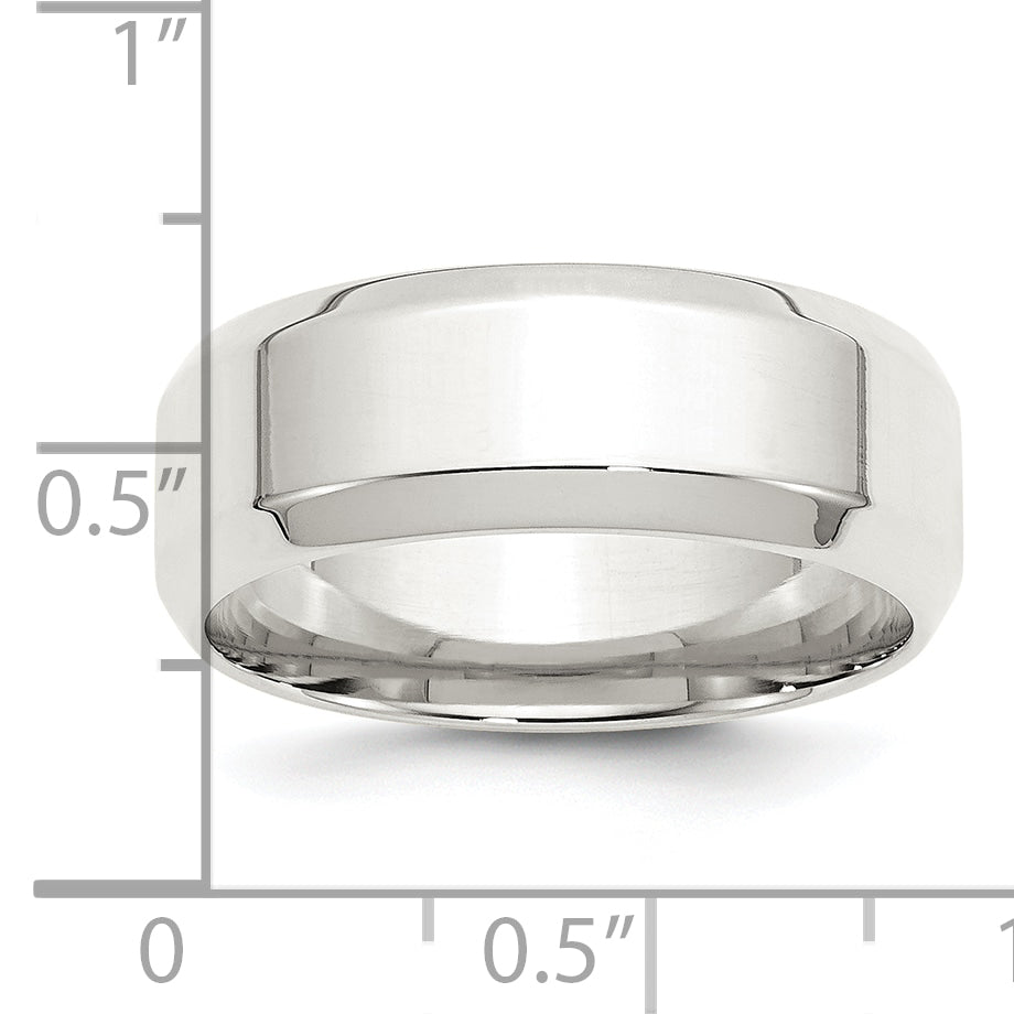 Sterling Silver 8mm Beveled Edge Band
