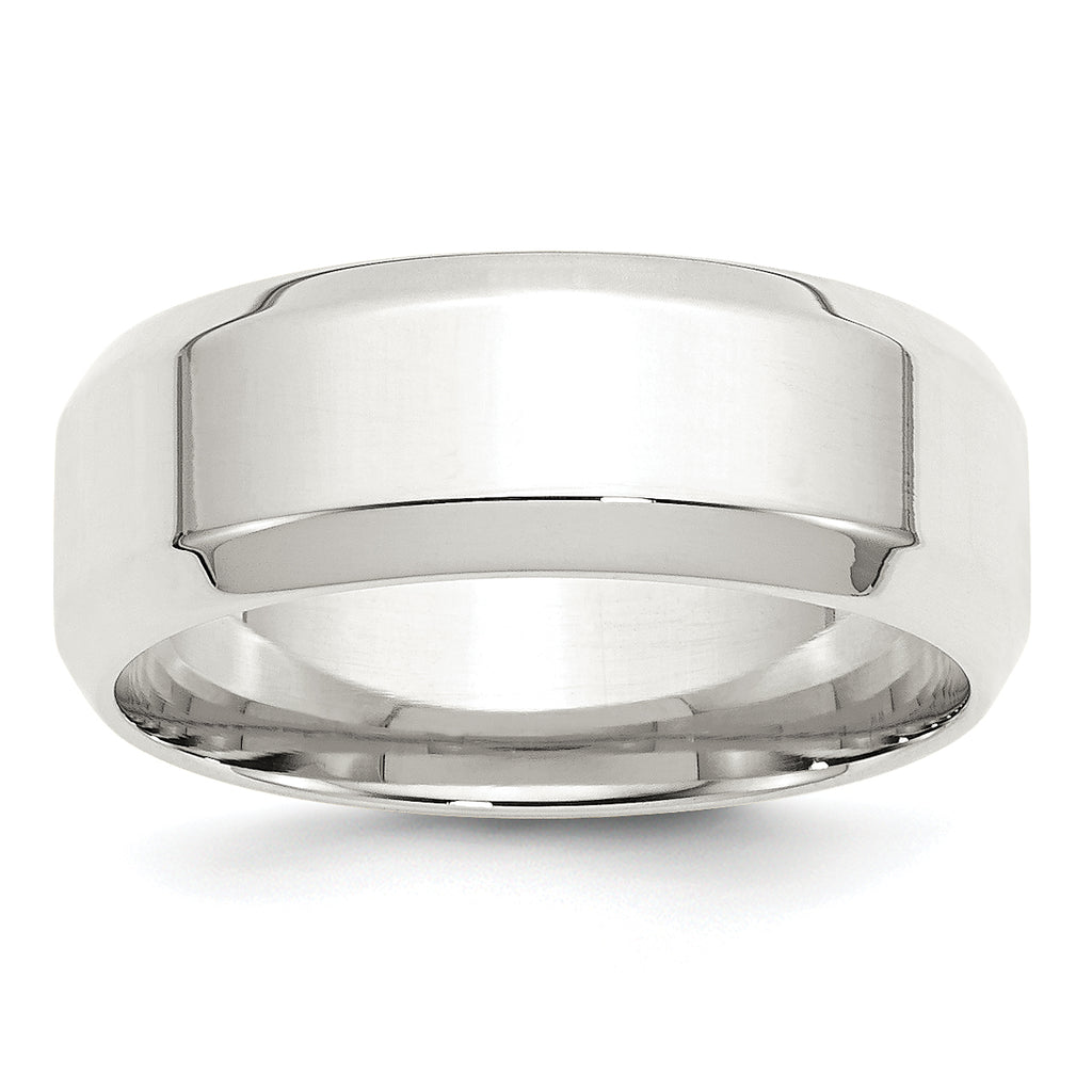 Sterling Silver 8mm Beveled Edge Band