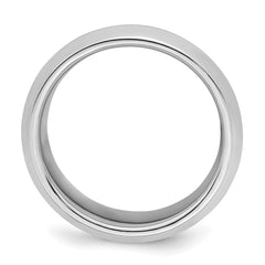 SS Rhodium-plated 8mm Bevel Edge Size 9.5 Band