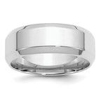 Sterling Silver Rhodium-plated 8mm Bevel Edge Band