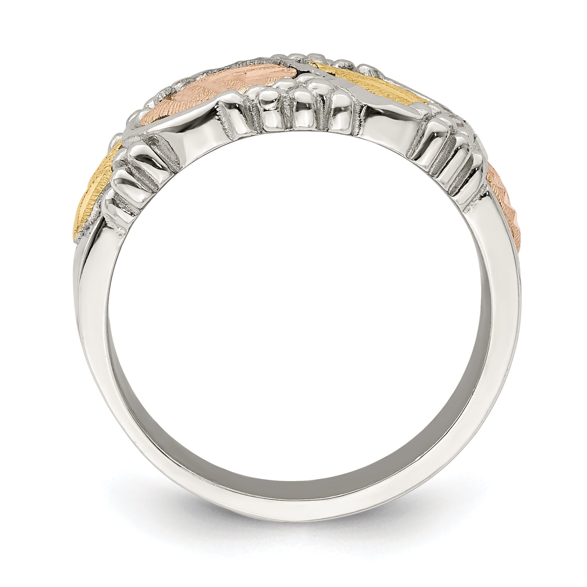Landstrom's Mt. Rushmore Black Hills Sterling Silver 12K Gold Accents Leaves Ring Main image