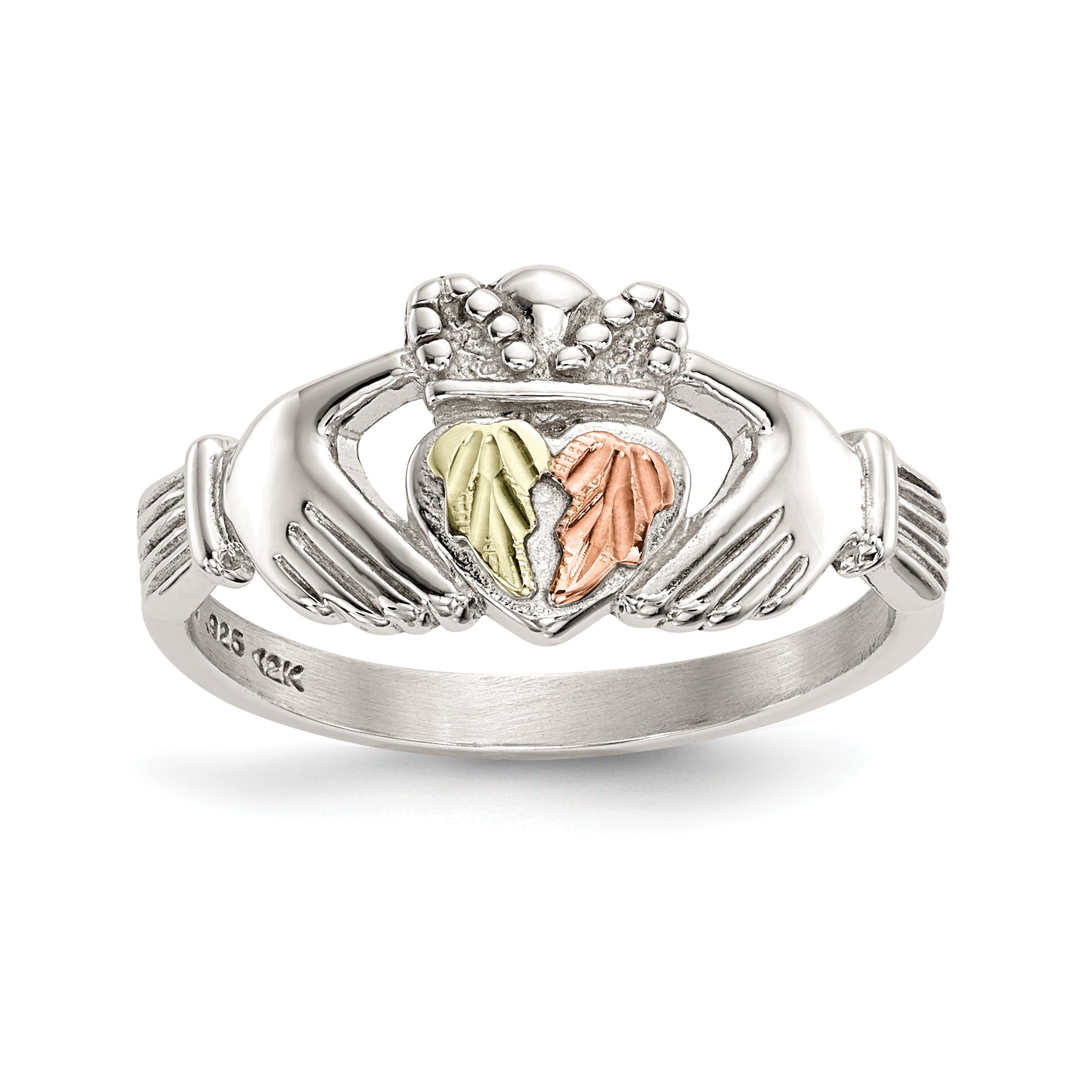 Landstrom's Mt. Rushmore Black Hills Sterling Silver 12K Gold Accents Claddagh Ring Main image