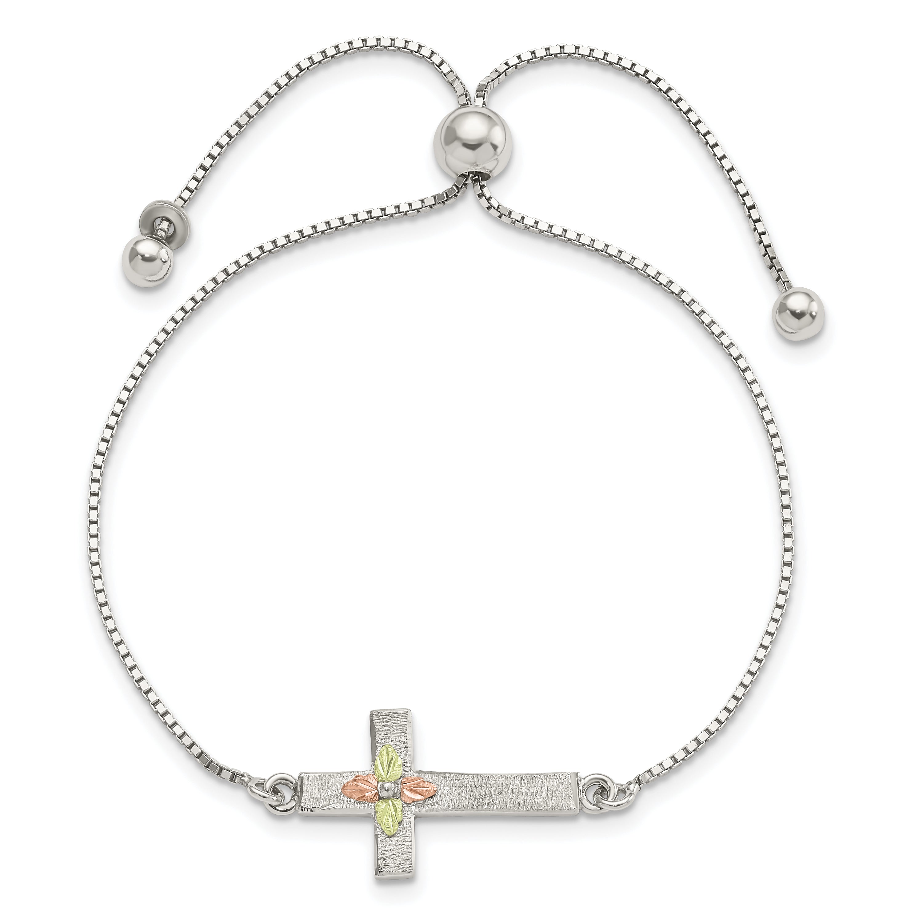 Landstrom's Mt. Rushmore Black Hills Sterling Silver 12k Accents Landstrom's Mt. Rushmore Black Hills Gold Cross Adjustable Bracelet