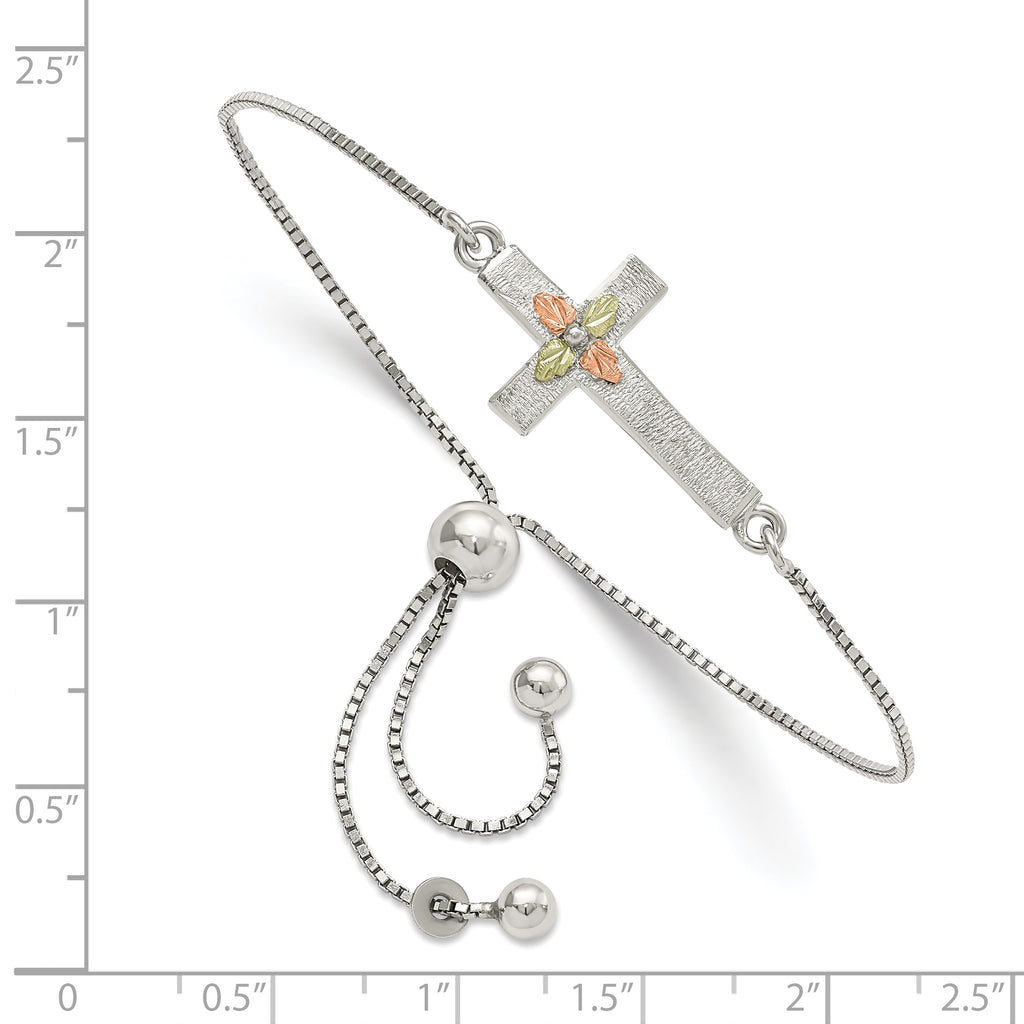 Landstrom's Mt. Rushmore Black Hills Sterling Silver 12k Accents Landstrom's Mt. Rushmore Black Hills Gold Cross Adjustable Bracelet