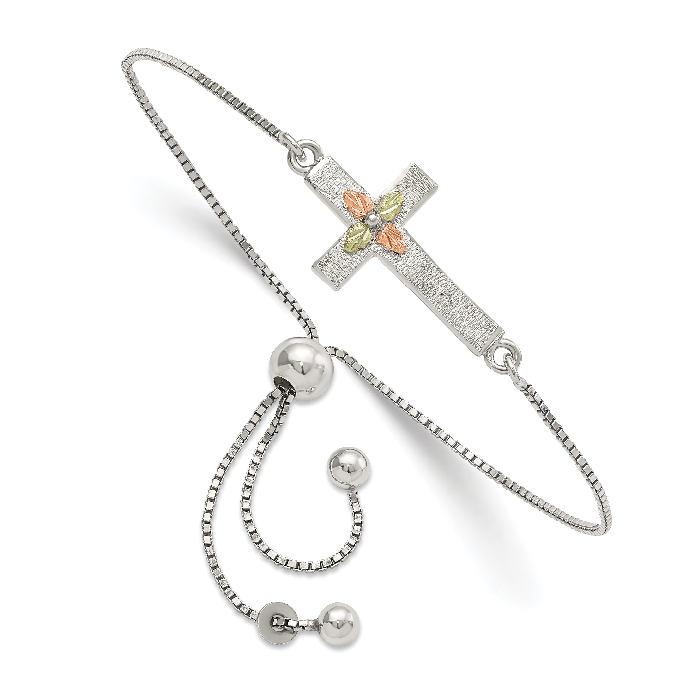 Landstrom's Mt. Rushmore Black Hills Sterling Silver 12k Accents Landstrom's Mt. Rushmore Black Hills Gold Cross Adjustable Bracelet