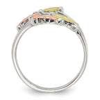 Sterling Silver Rhod-pltd With 12K Accents Black Hills Leaves Bypass Ring