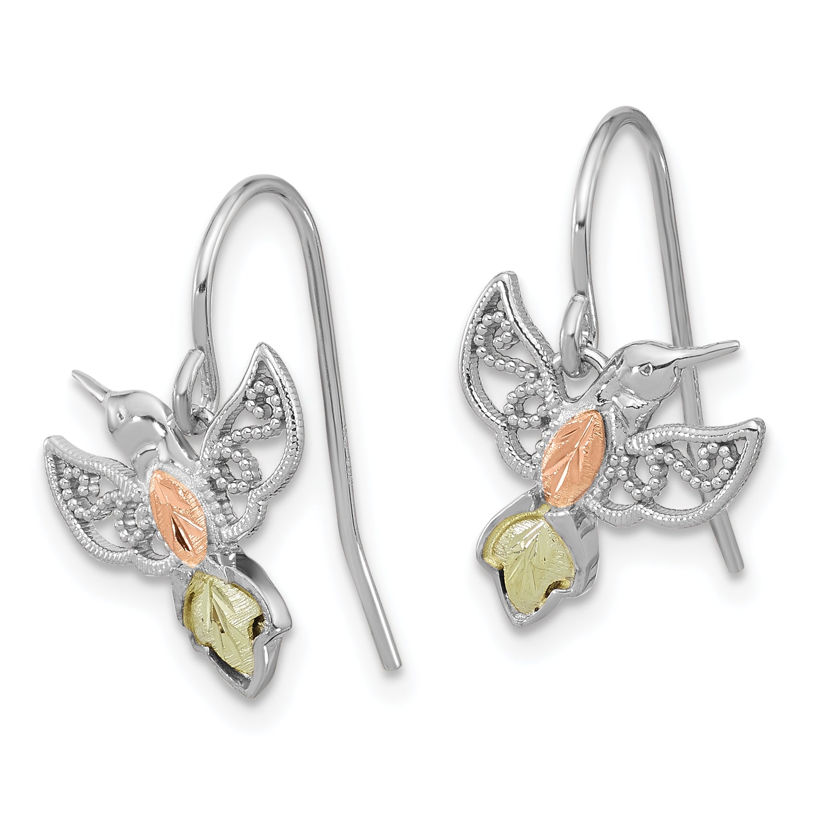 Sterling Silver Rhod-pltd With 12K Accents Hummingbird Dangle Earrings Secondary image