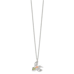 Sterling Silver Rhod-pltd With 12K Accents Hummingbird 18in Necklace
