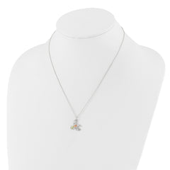 Sterling Silver Rhod-pltd With 12K Accents Hummingbird 18in Necklace