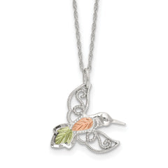 Sterling Silver Rhod-pltd With 12K Accents Hummingbird 18in Necklace