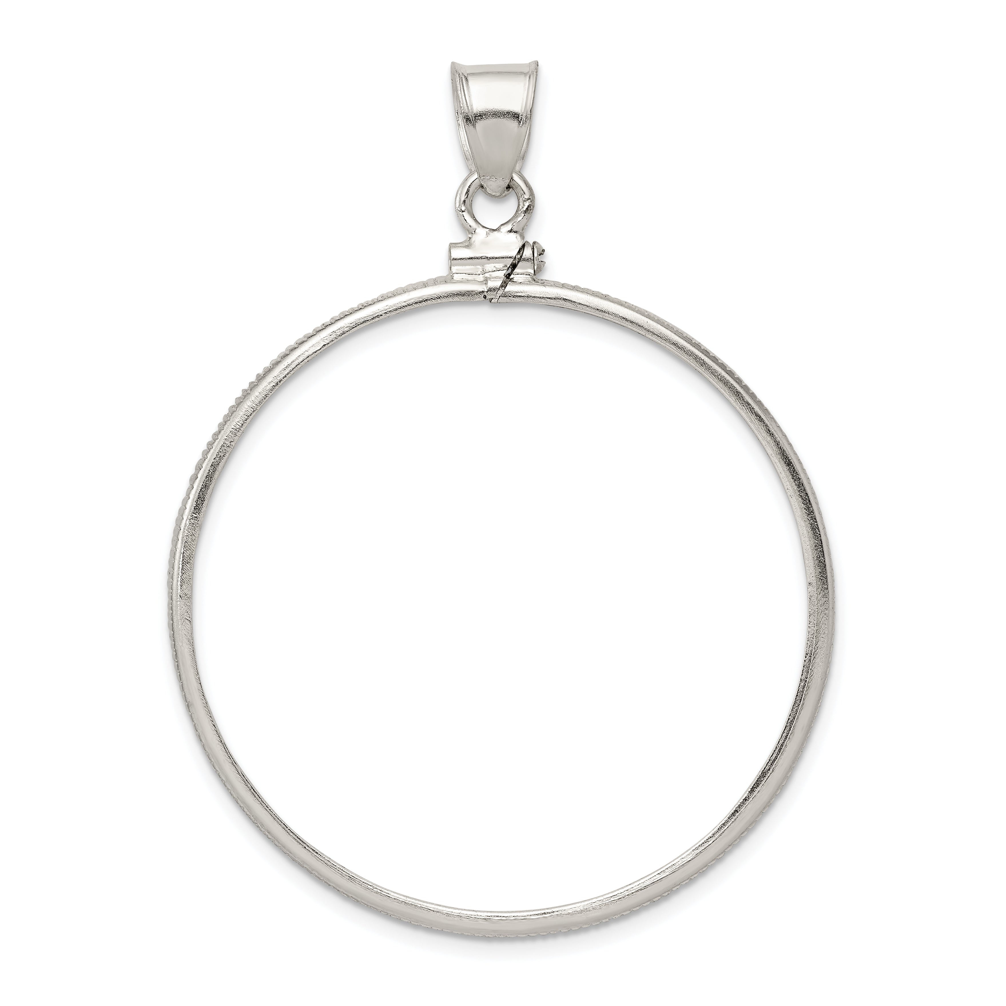 Wideband Distinguished Coin Jewelry Sterling Silver Polished 38.2 x 2.8mm Screw Top Coin Bezel Pendant Main image