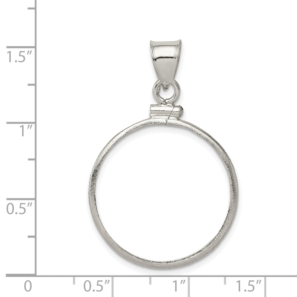 Wideband Distinguished Coin Jewelry Sterling Silver Polished 24.1 x 1.7mm $0.25 Screw Top Coin Bezel Pendant