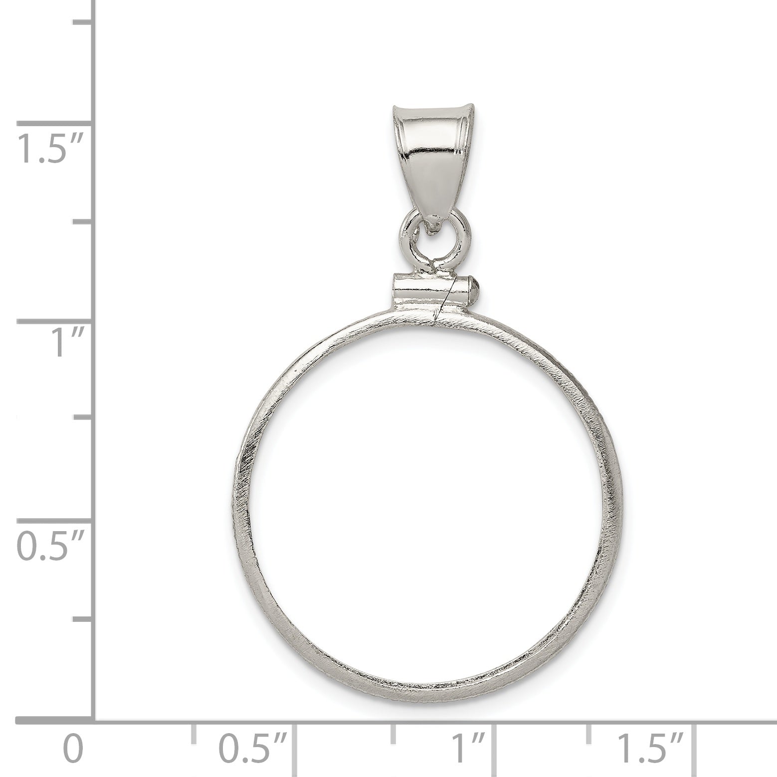 Wideband Distinguished Coin Jewelry Sterling Silver Polished 24.1 x 1.7mm $0.25 Screw Top Coin Bezel Pendant