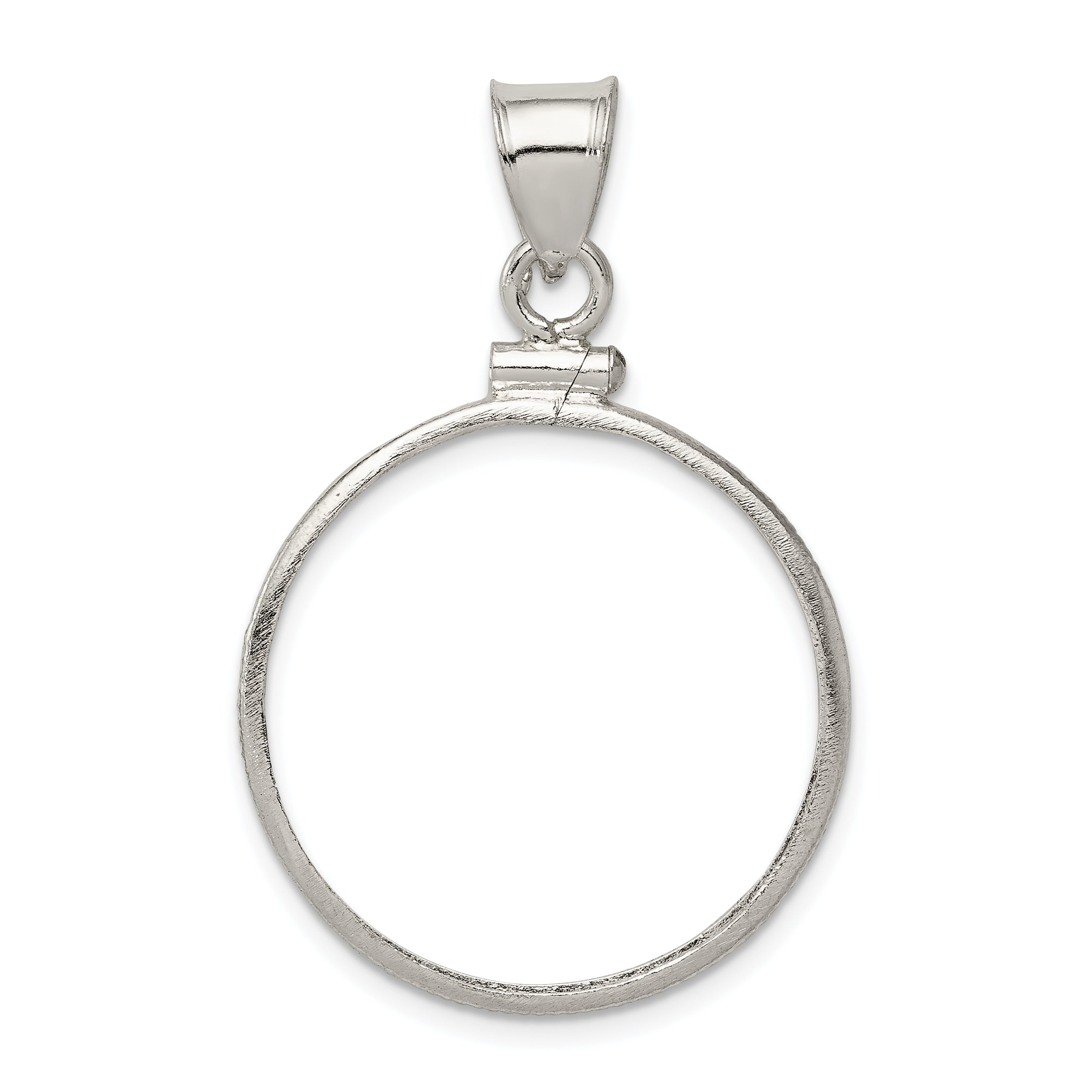 Wideband Distinguished Coin Jewelry Sterling Silver Polished 24.1 x 1.7mm $0.25 Screw Top Coin Bezel Pendant Main image