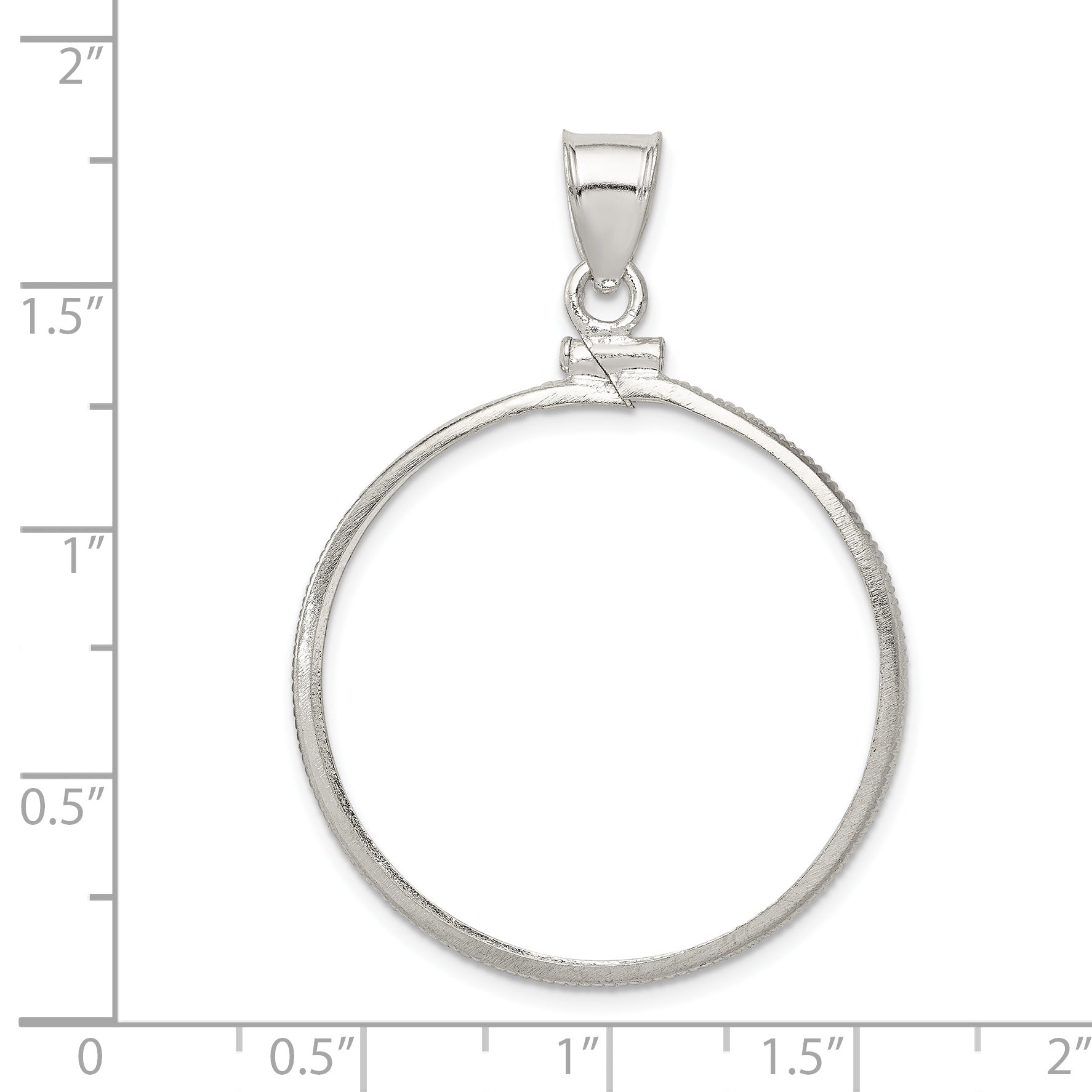 Wideband Distinguished Coin Jewelry Sterling Silver Polished 30.5 x 2.1mm $0.50 Screw Top Coin Bezel Pendant