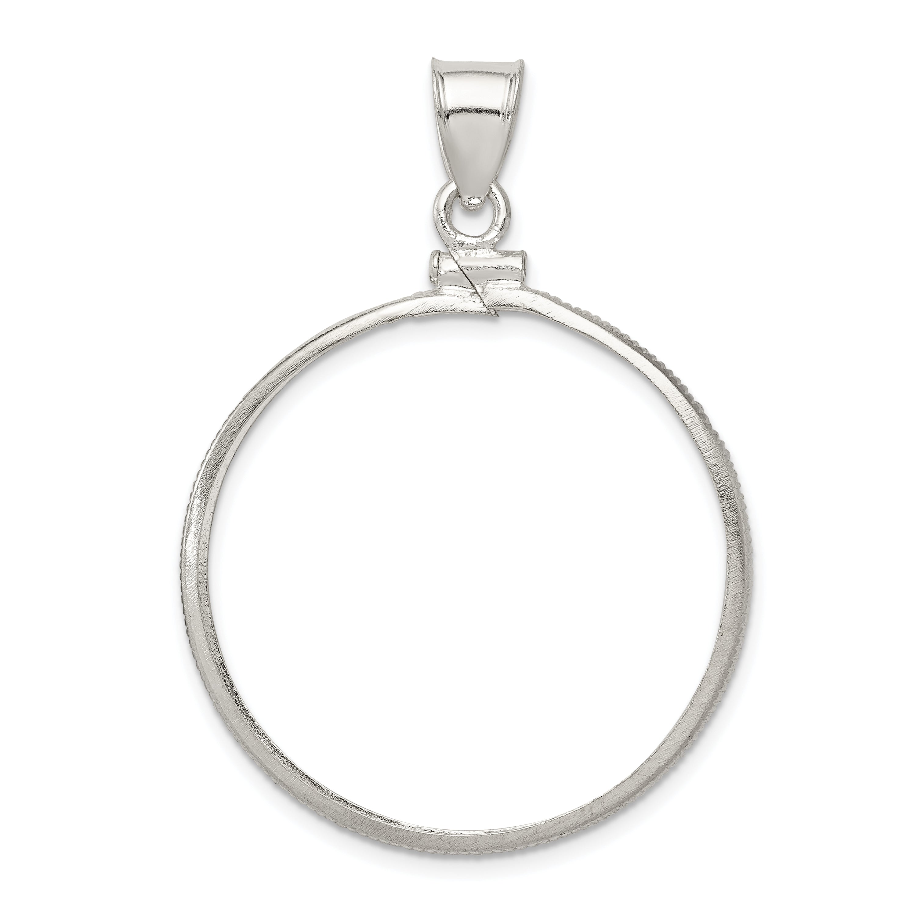 Wideband Distinguished Coin Jewelry Sterling Silver Polished 30.5 x 2.1mm $0.50 Screw Top Coin Bezel Pendant Main image