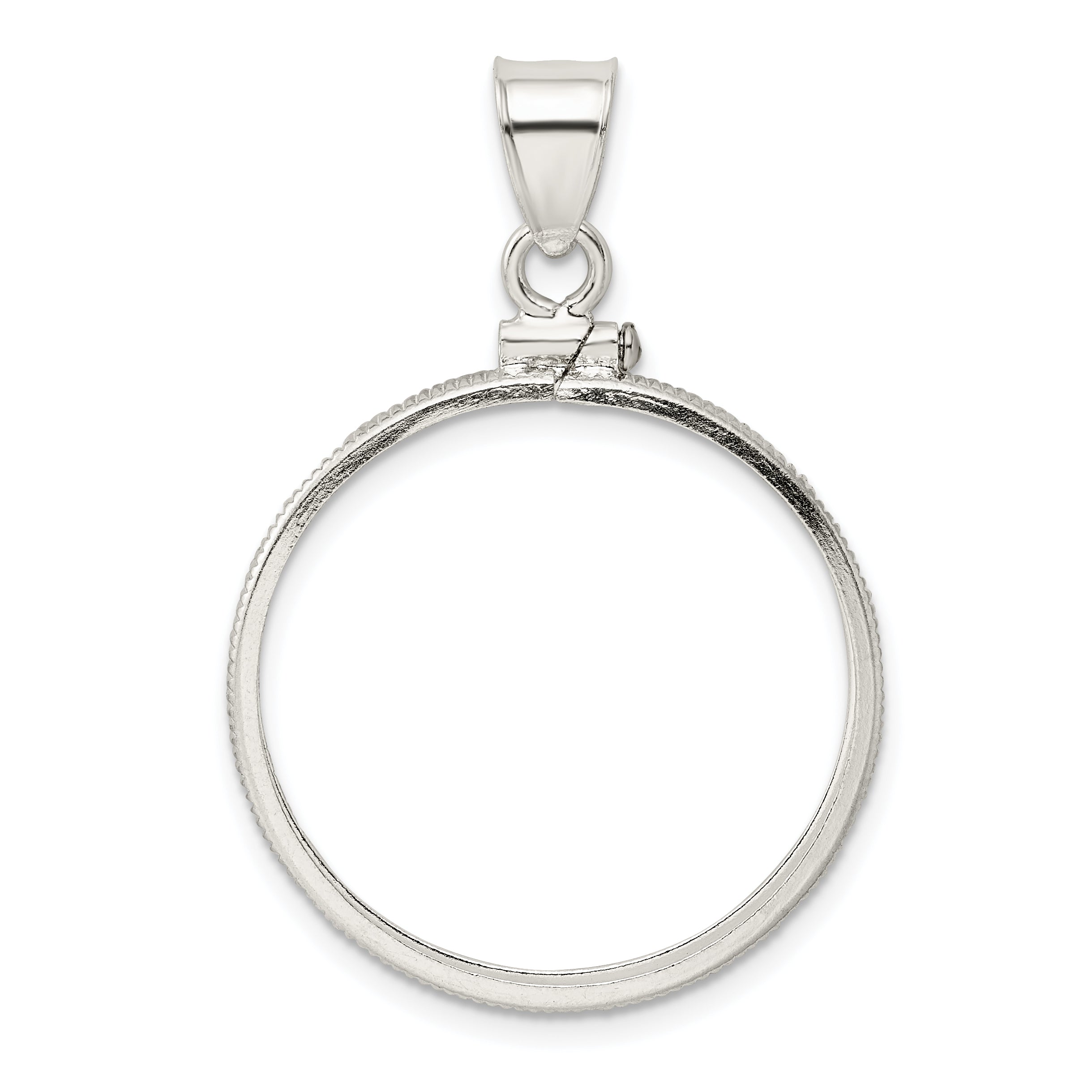 Wideband Distinguished Coin Jewelry Sterling Silver Polished 26.4 x 1.8mm Susan B. Anthony Screw Top Coin Bezel Pendant