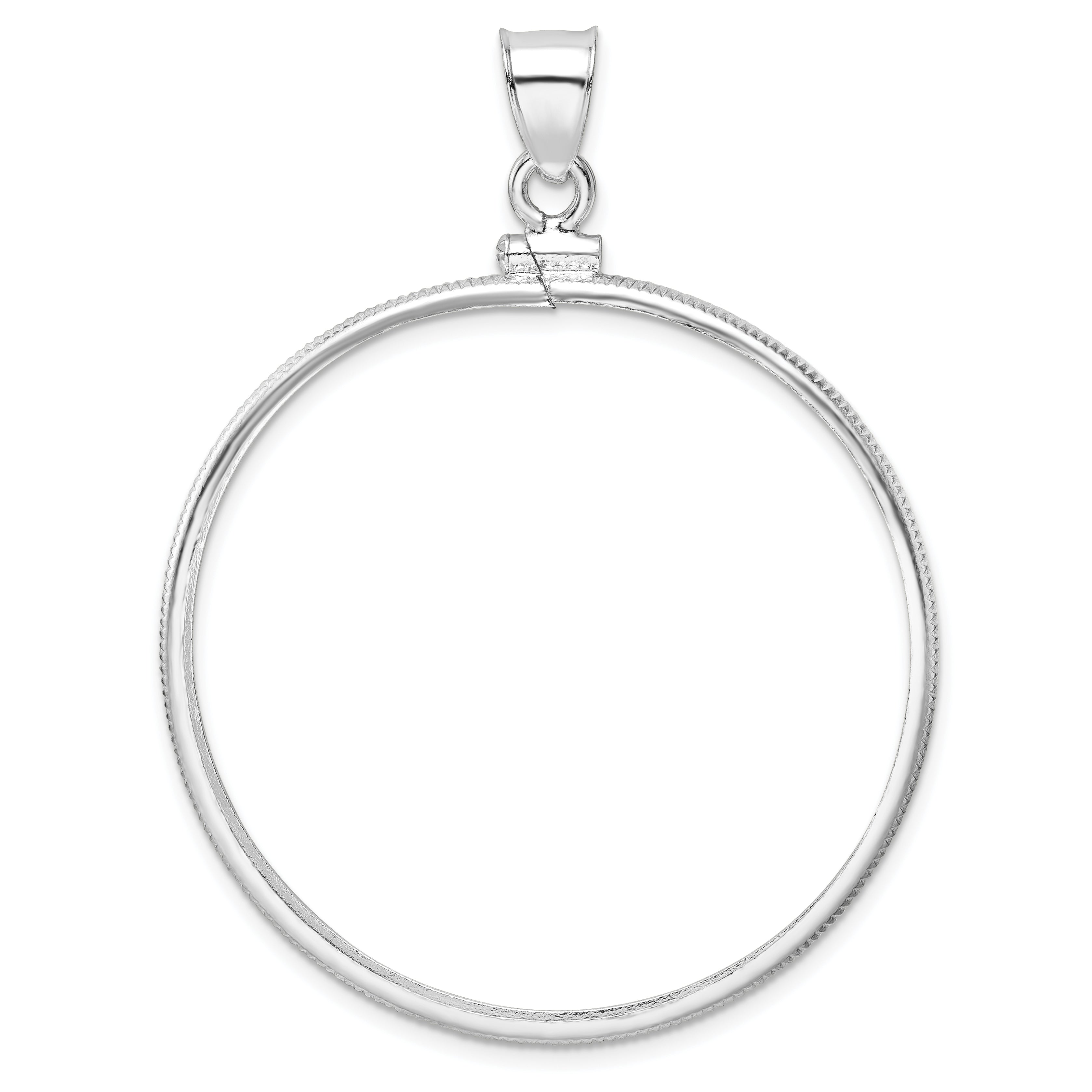 Wideband Distinguished Coin Jewelry Sterling Silver Polished 39.4 x 3.1mm 1 oz. Screw Top Coin Bezel Pendant Main image