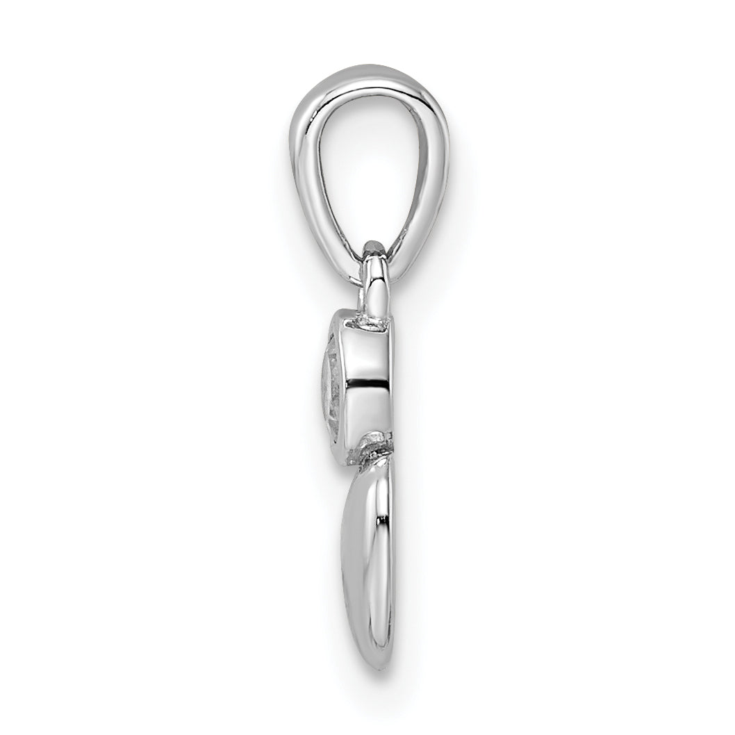 Sterling Silver Rhodium-plated Polished White Topaz Heart Pendant Secondary image