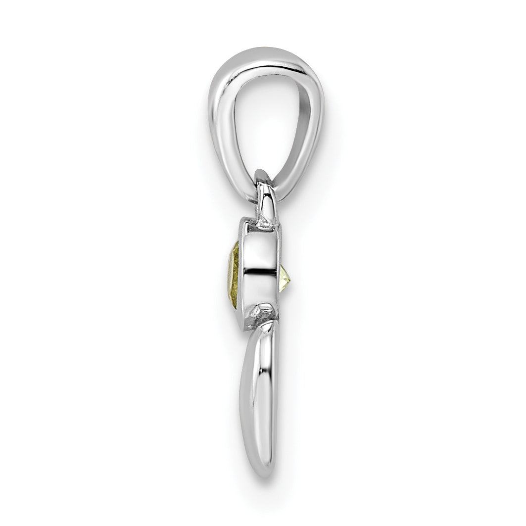 Sterling Silver Rhodium-plated Polished Peridot Heart Pendant Secondary image