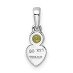 Sterling Silver Rhodium-plated Polished Peridot Heart Pendant