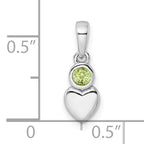 Sterling Silver Rhodium-plated Polished Peridot Heart Pendant