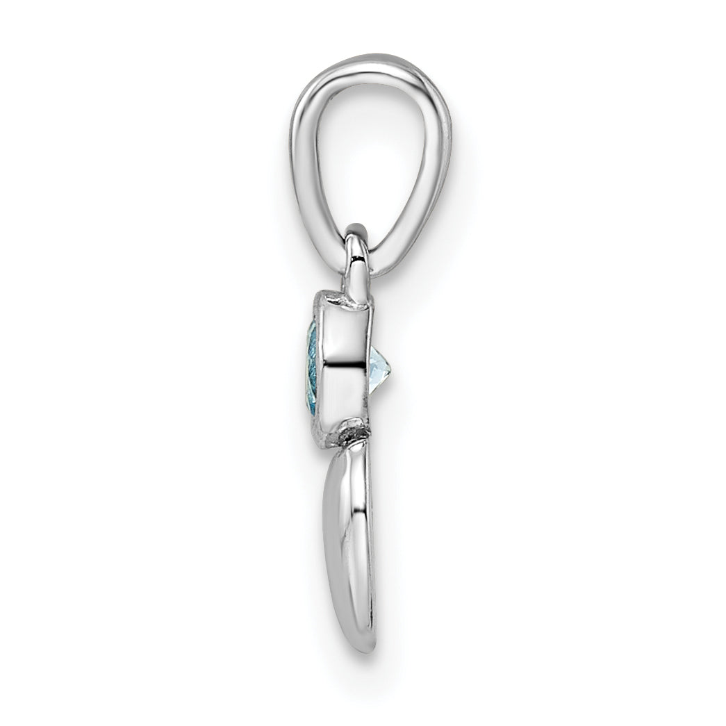 Sterling Silver Rhodium-plated Polished LS Blue Topaz Heart Pendant Secondary image