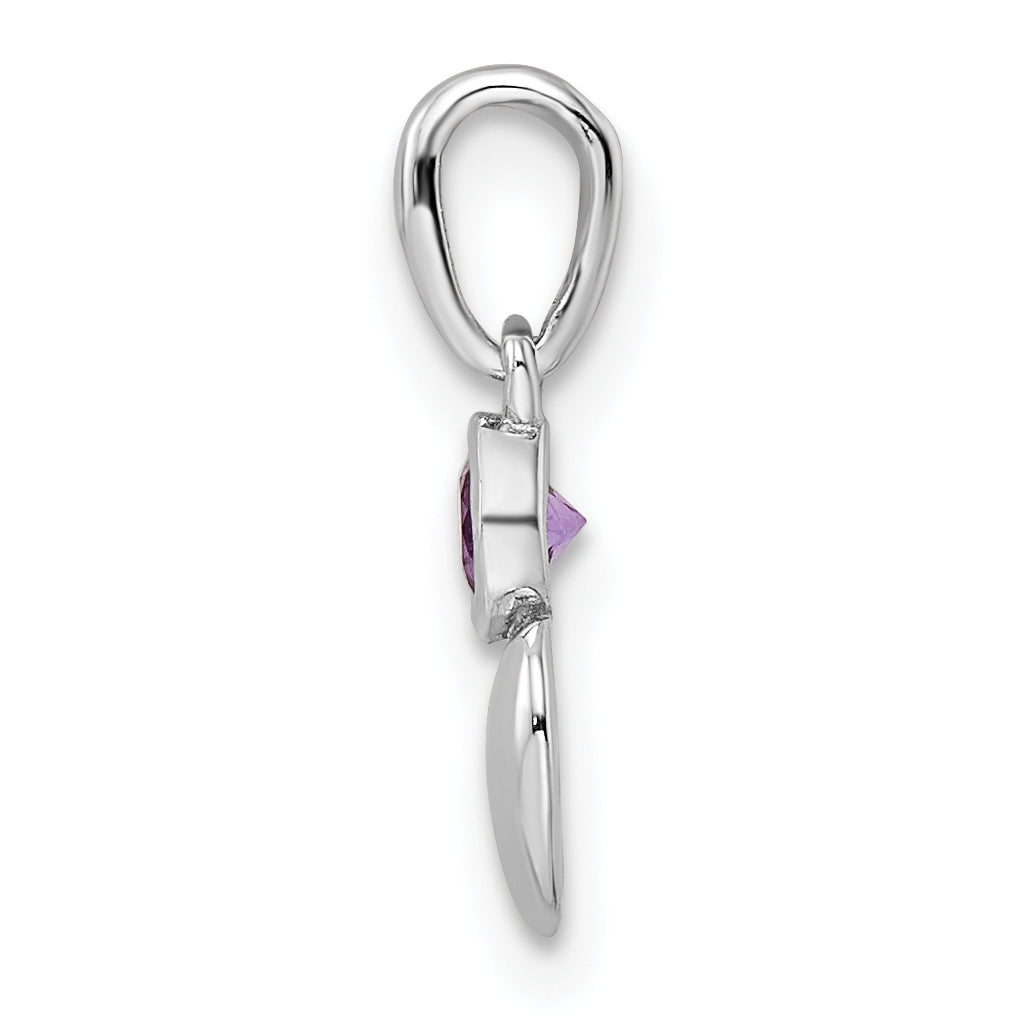 Sterling Silver Rhodium-plated Polished Amethyst Heart Pendant Secondary image