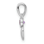 Sterling Silver Rhodium-plated Polished Amethyst Heart Pendant