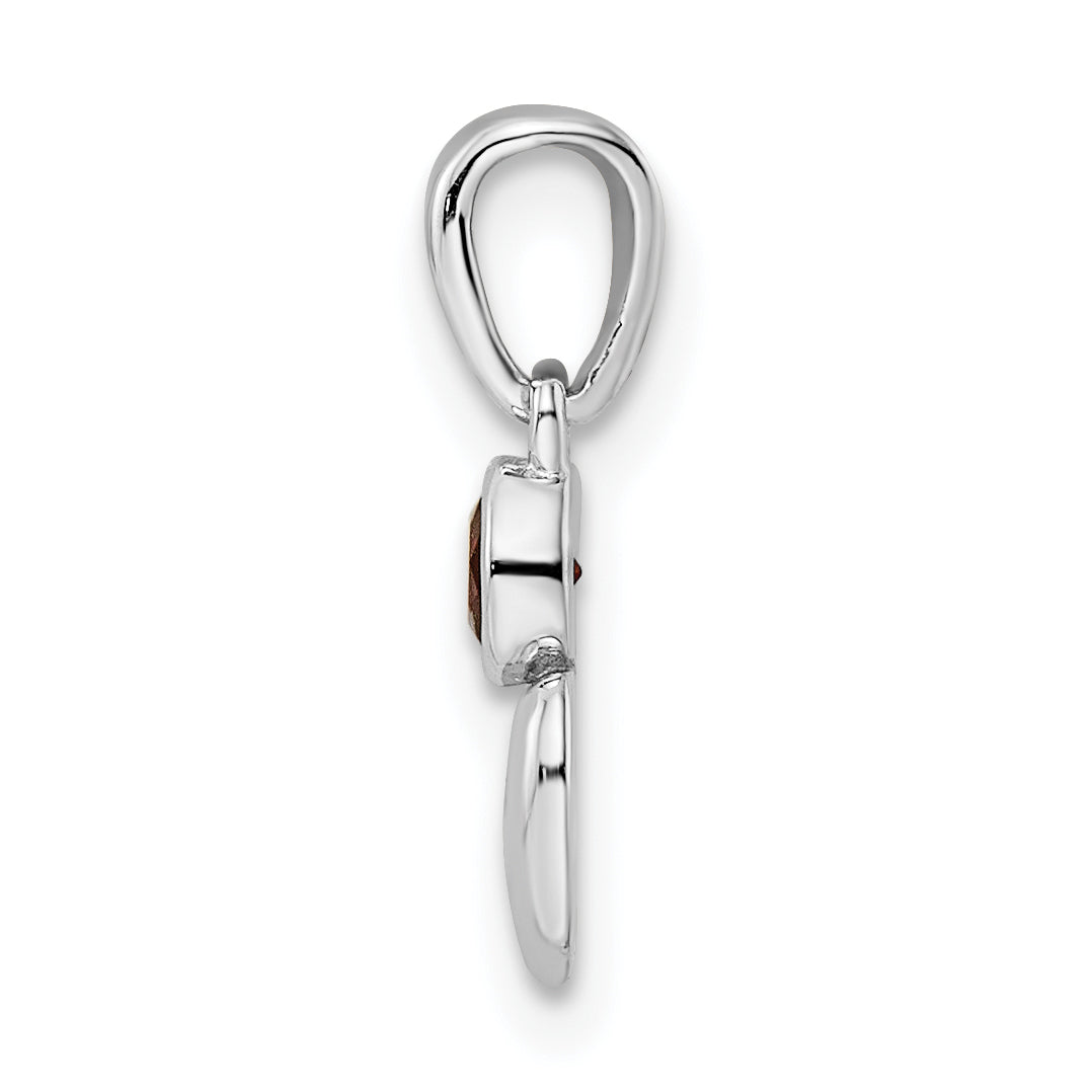 Sterling Silver Rhodium-plated Polished Garnet Heart Pendant Secondary image