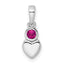 Sterling Silver Rhodium-plated Polished Created Ruby Heart Pendant