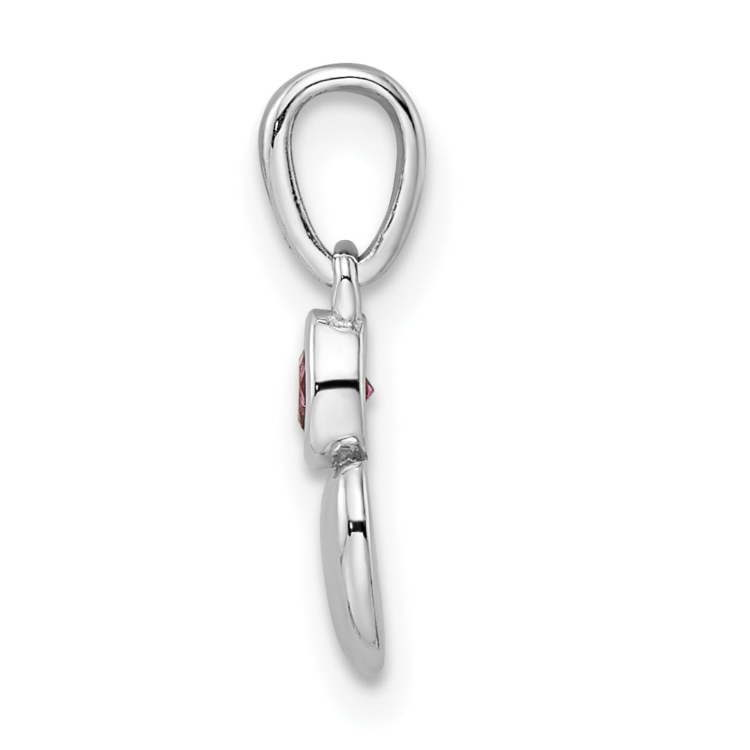 Sterling Silver Rhodium-plated Polished Rhodolite Garnet Heart Pendant Secondary image