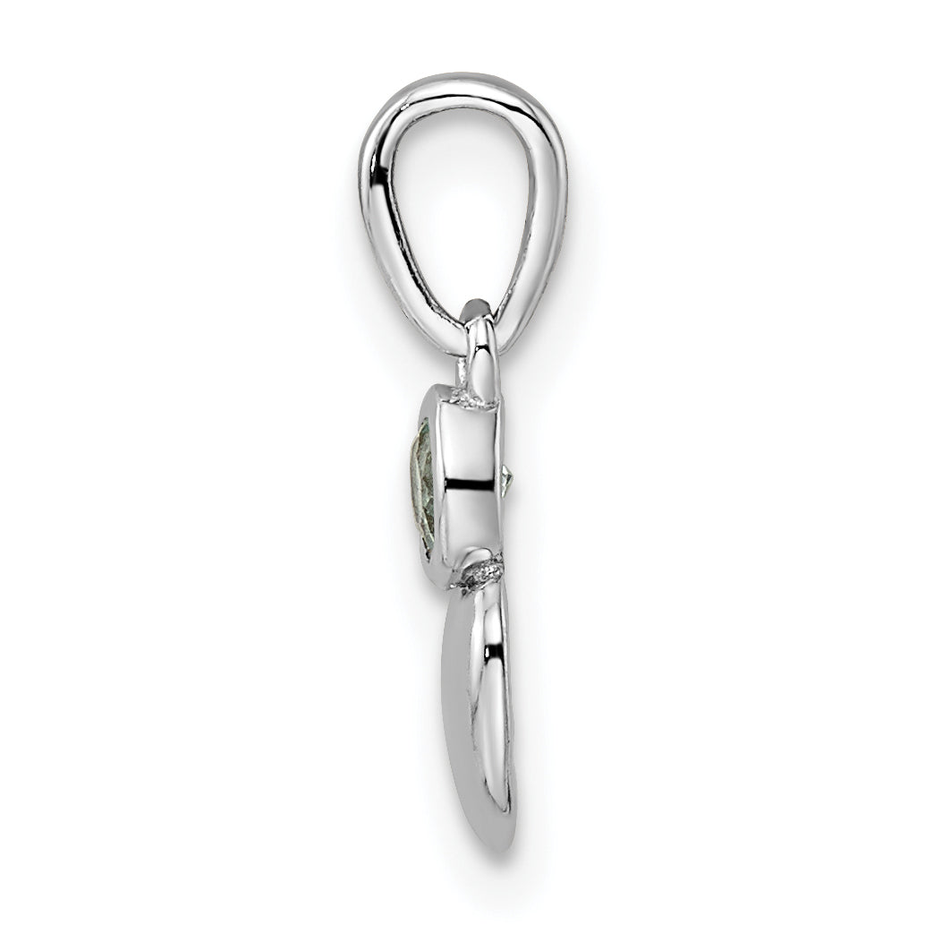 Sterling Silver Rhodium-plated Polished Aquamarine Heart Pendant Secondary image