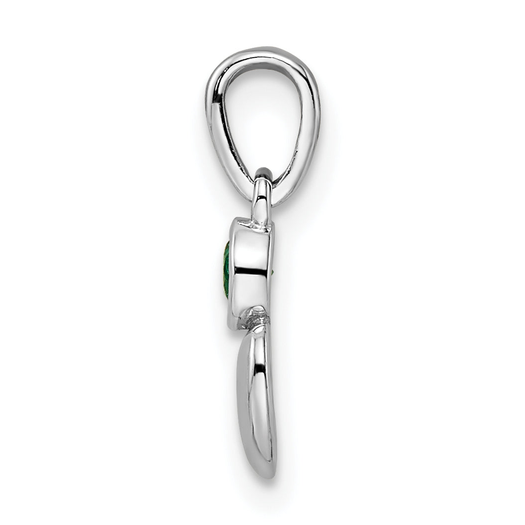 Sterling Silver Rhodium-plated Lab Created Emerald Heart Pendant Secondary image