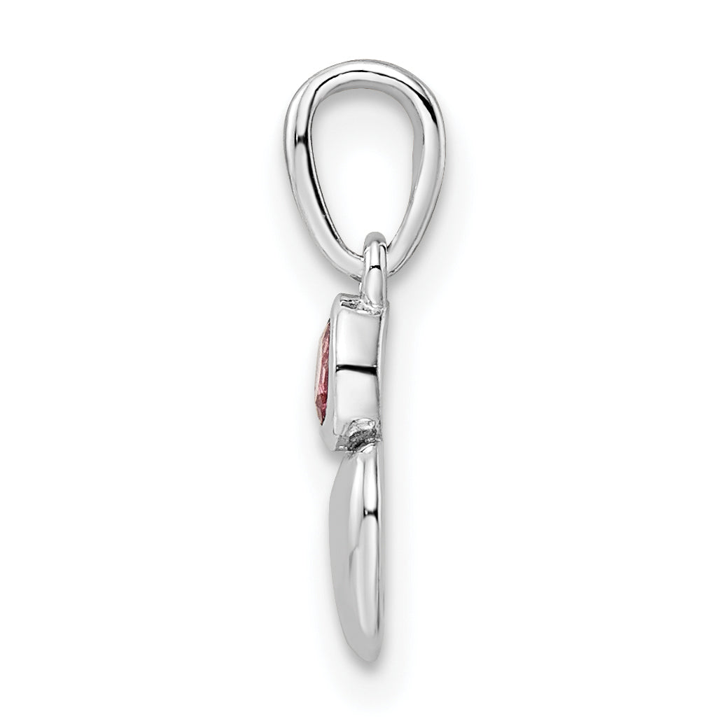 Sterling Silver Rhodium-plated Polished Pink Tourmaline Heart Pendant Secondary image